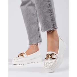 W. Potocki Vastag talpon mokaszinok lánccal Potocki fehér 1