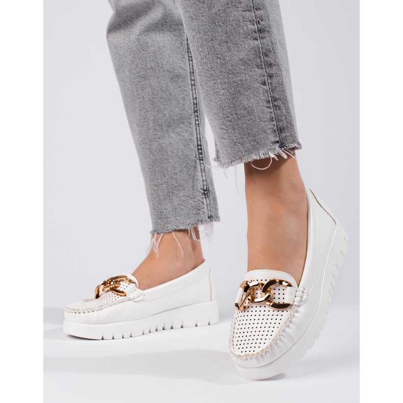 W. Potocki Vastag talpon mokaszinok lánccal Potocki fehér 1