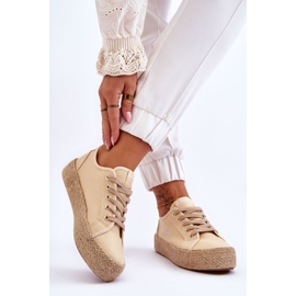 Divatos fonott tornacipő Lee Cooper LCW-23-31-1795L bézs 2