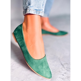 BM Kulcsok Zöld bőr talpbetétes balerinák 1