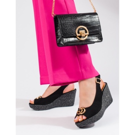 Női Shelovet fekete velúr ékszandál 2