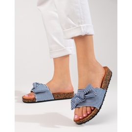 Női csíkos papucs fehér kék Vinceza 1