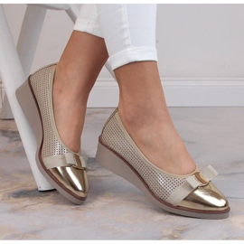 Női áttört arany ékcipő Potocki SZ12037 aranysárga 1 Női áttört arany ékcipő Potocki SZ12037 aranysárga 1