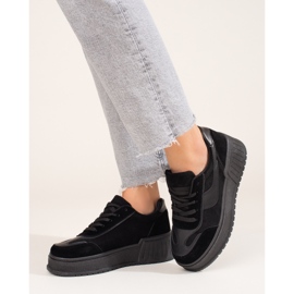 Női velúr platformcsizma fekete Shelovet 2