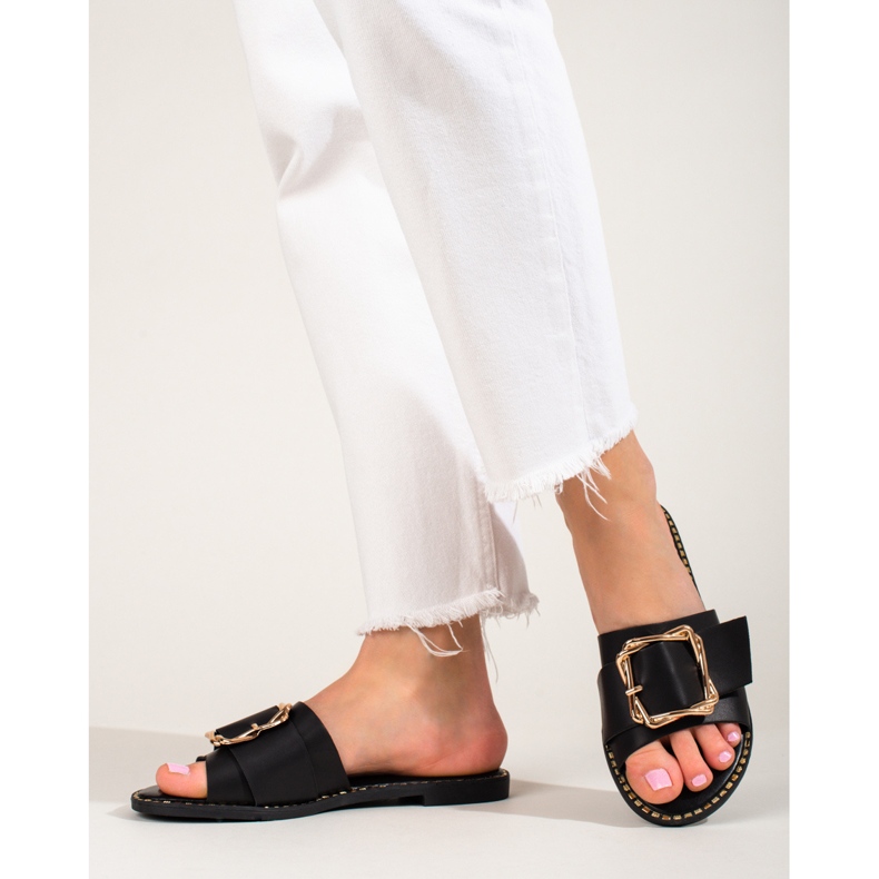 Fekete elegáns csúszdák Shelovet csattal 1