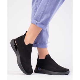 Könnyű fekete Shelovet textil sportcipő 2