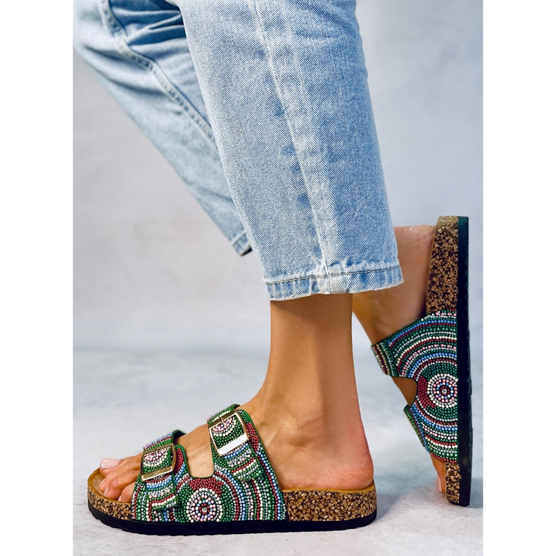 Seastar Adaora Green parafa papucs gyöngyökkel zöld 2 Seastar Adaora Green parafa papucs gyöngyökkel zöld 2