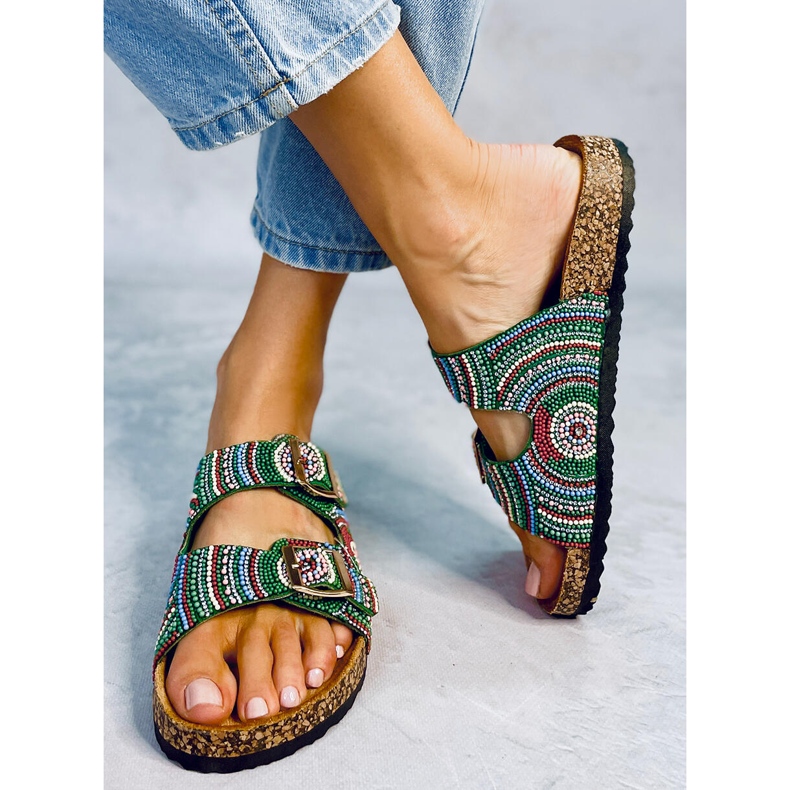 Seastar Adaora Green parafa papucs gyöngyökkel zöld 1 Seastar Adaora Green parafa papucs gyöngyökkel zöld 1