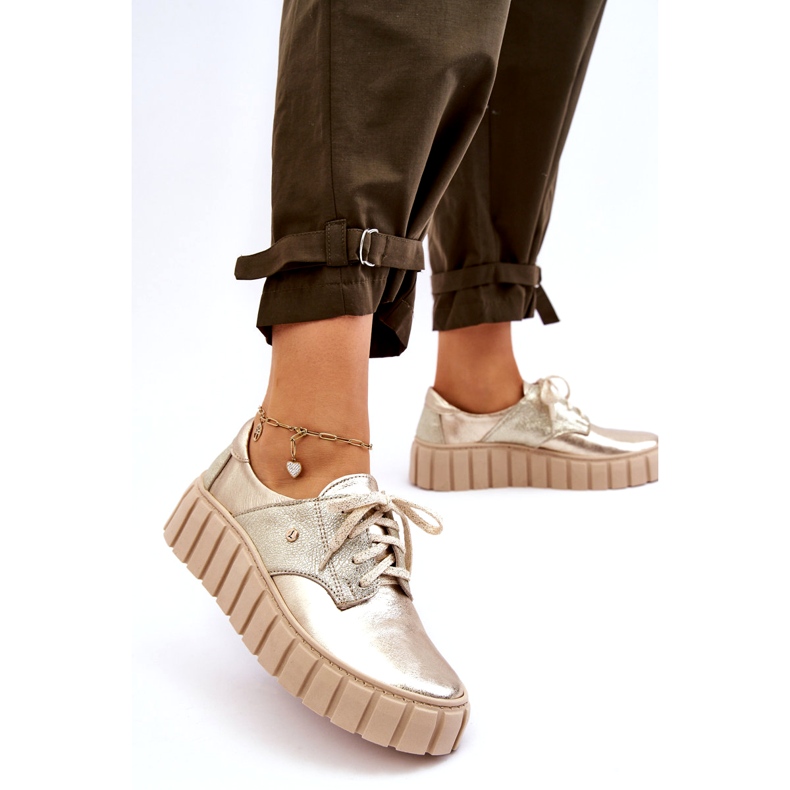 Lemar Bőr platformcipő, arany aranysárga 1