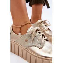 Lemar Bőr platformcipő, arany aranysárga 2