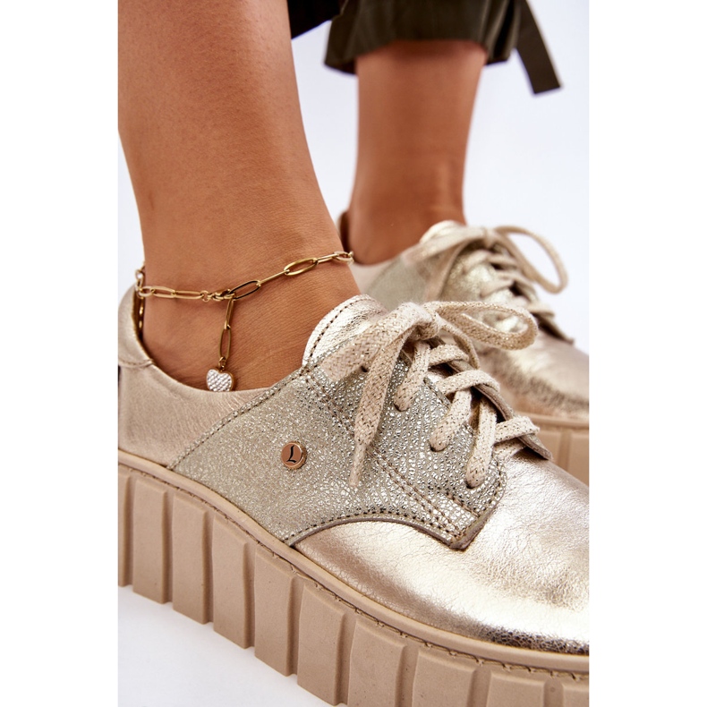 Lemar Bőr platformcipő, arany aranysárga 2