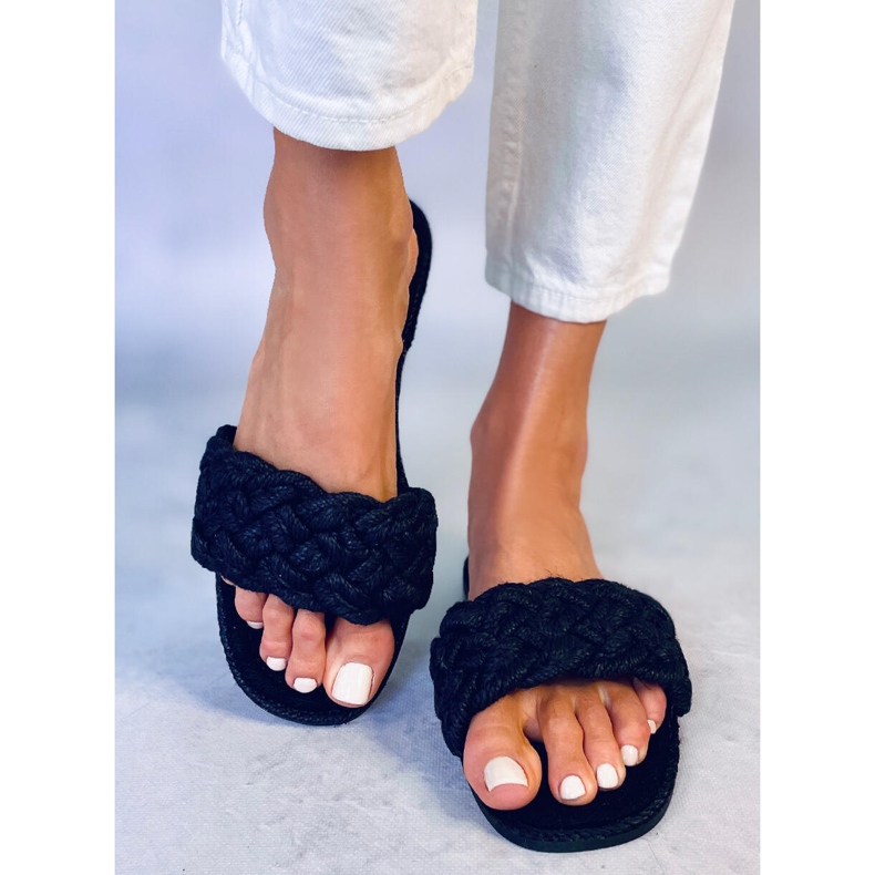 Erika Black női húzózsinóros papucs fekete 1