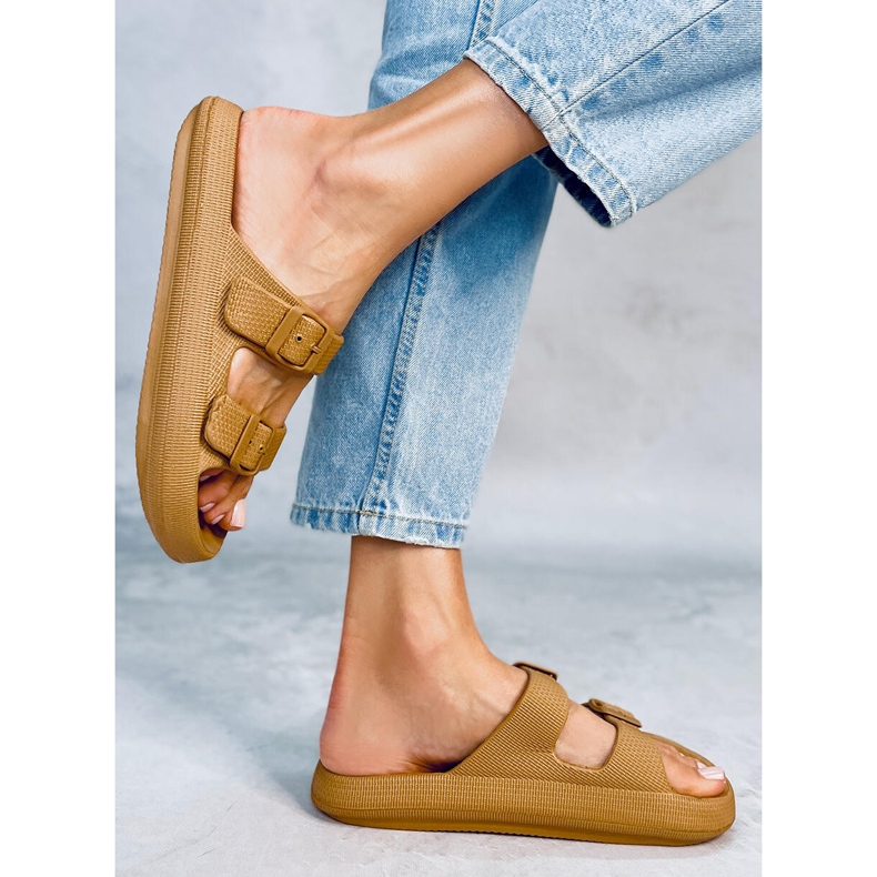 Aryn Khaki gumi csúszdák barna 2