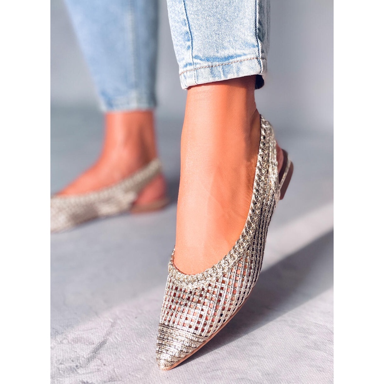 PA1 Grazia arany áttört nyitott sarkú balerinák aranysárga 2