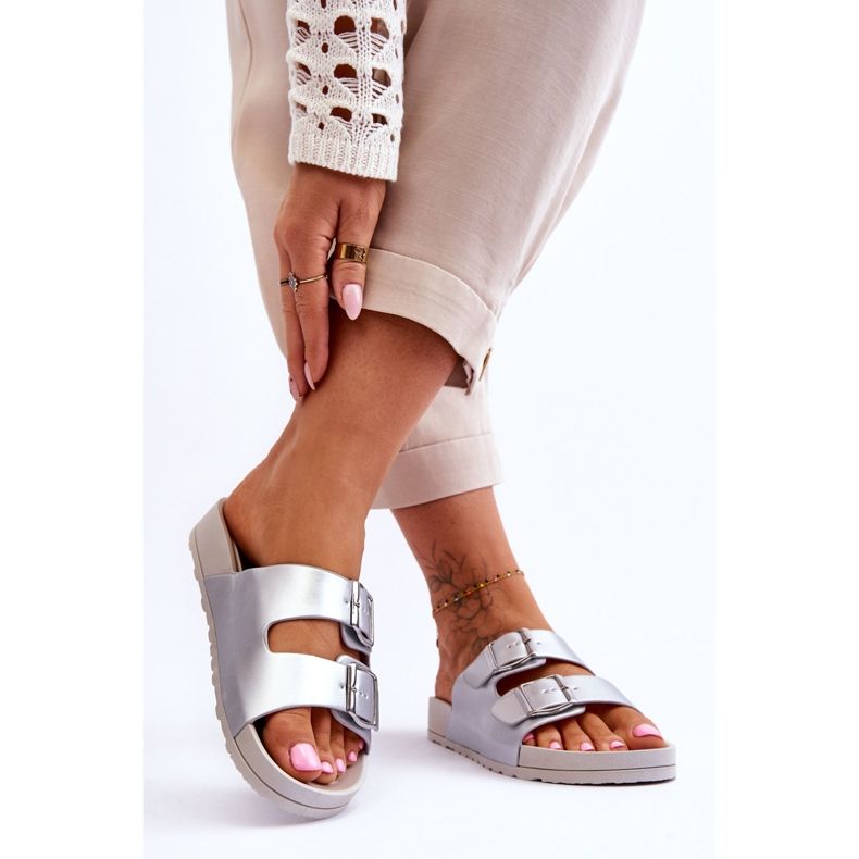 Női Platform Slides Silver Vertigo ezüst 2