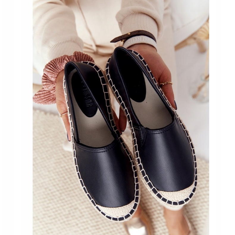 Bőr espadrilles fonott talpon Big Star HH274505 fekete 5