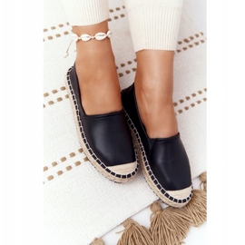 Bőr espadrilles fonott talpon Big Star HH274505 fekete 6