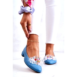 Alberto Violli Női bőr balerinák dekoráció kékkel 1