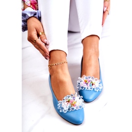 Alberto Violli Női bőr balerinák dekoráció kékkel 5