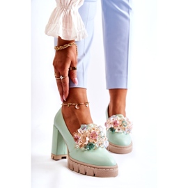 Inna Női szivattyúk sima zöld díszítéssel 1