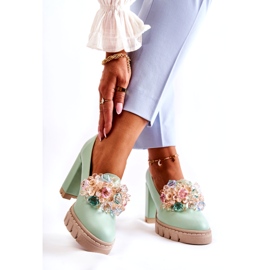 Inna Női szivattyúk sima zöld díszítéssel 2