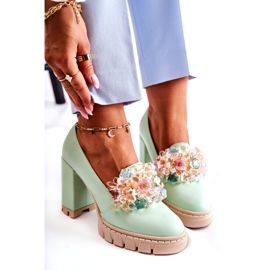 Inna Női szivattyúk sima zöld díszítéssel 4