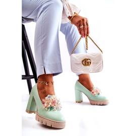 Inna Női szivattyúk sima zöld díszítéssel 5