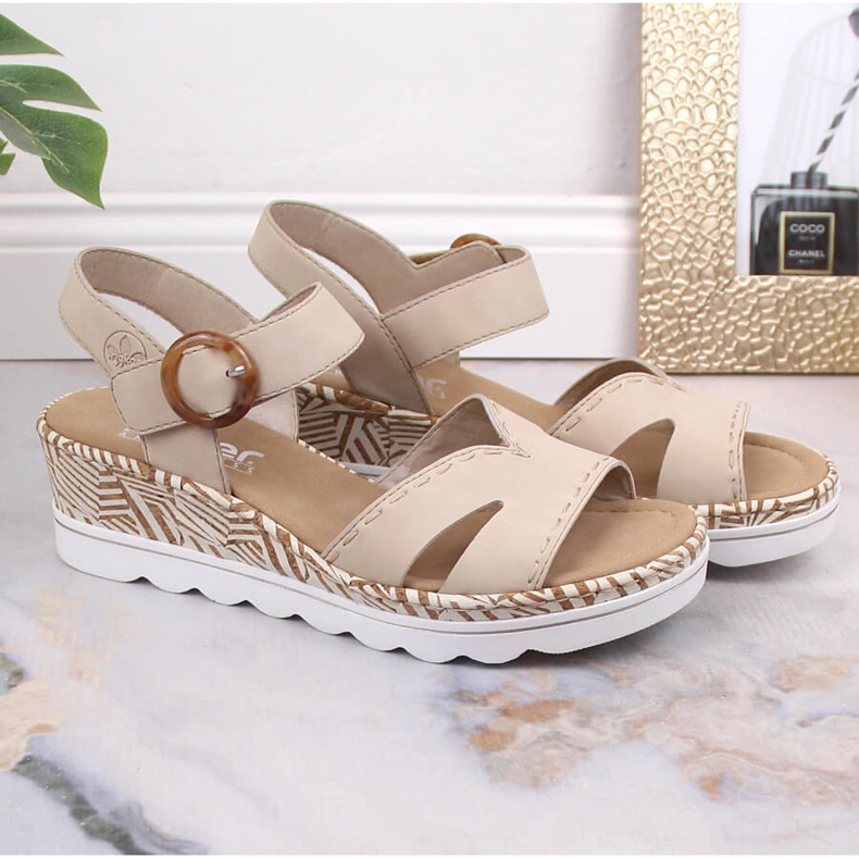 Kényelmes női ékszandál bézs Rieker 67173-60 2