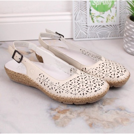 Bőr kényelmes áttört szandál bézs Rieker 44861-60 1