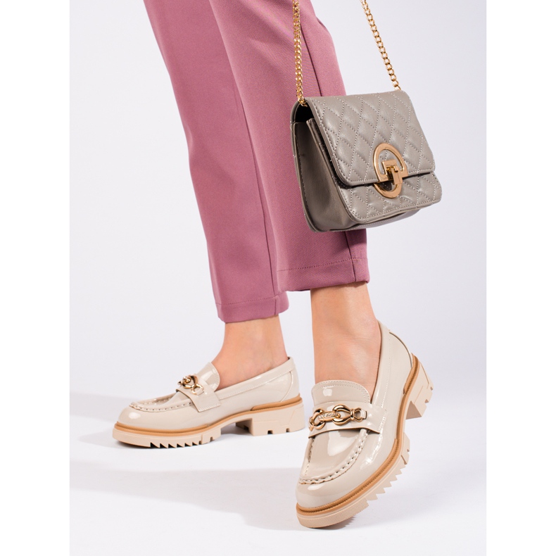 Patent bézs brogues arany Shelovet díszítéssel 2