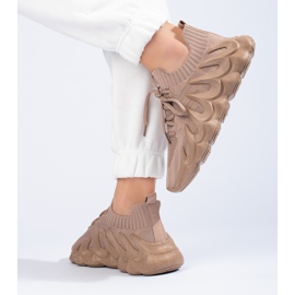 Női Shelovet barna szövet tornacipő 2