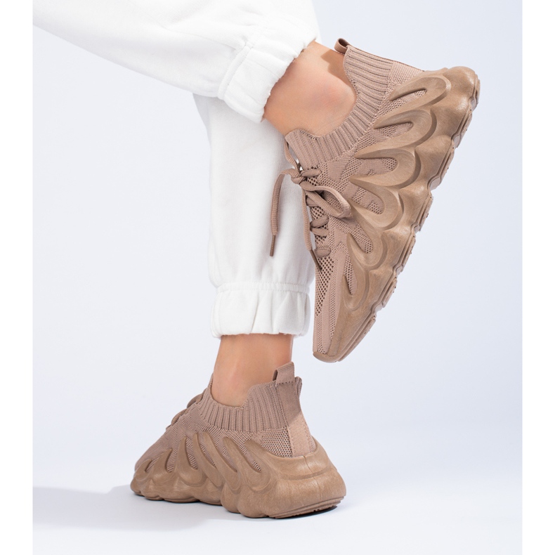 Női Shelovet barna szövet tornacipő 2