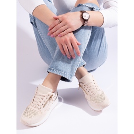 Női ék alakú tornacipő bézs Shelovet 1