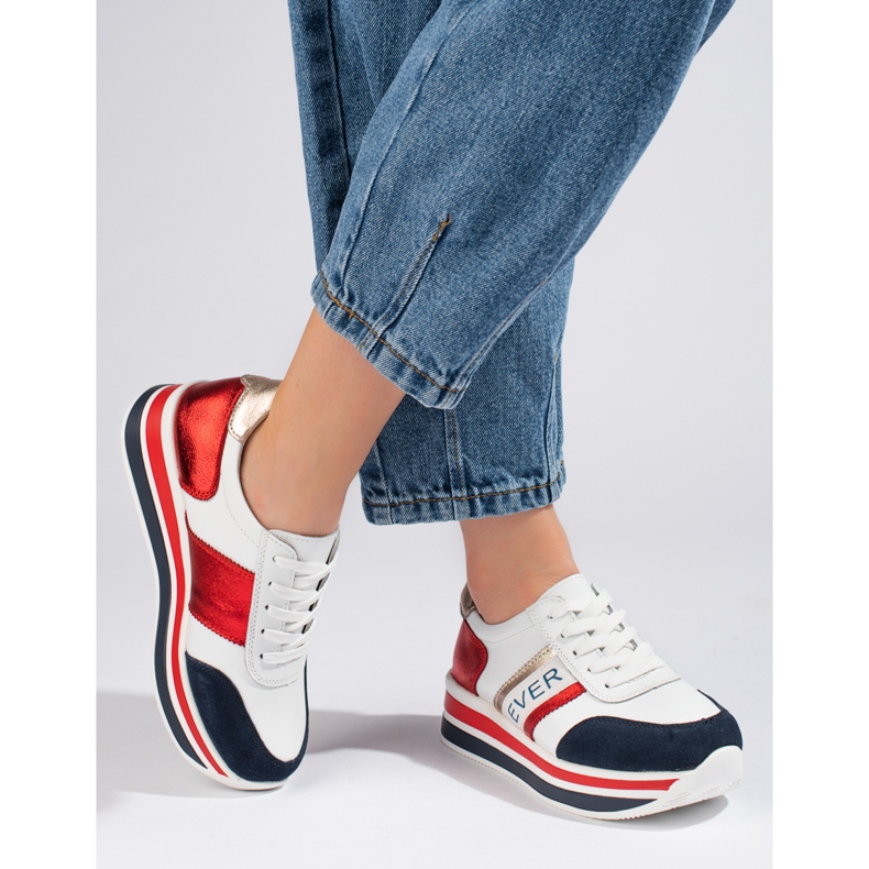 Shelovet Chunky Sole Sneakers fehér és sötétkék 1