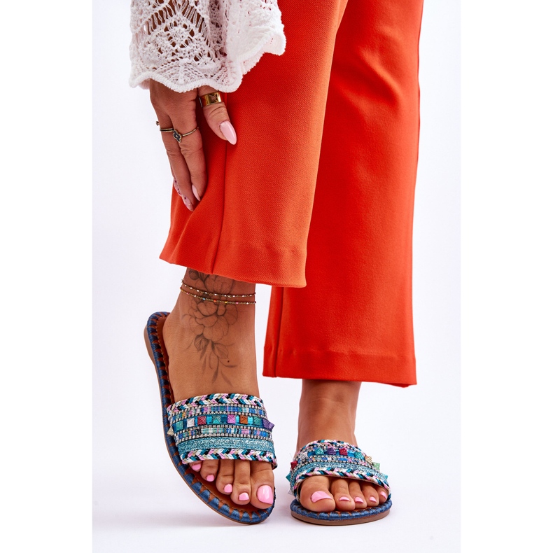 Női Bellisa kék díszítésű papucs 1