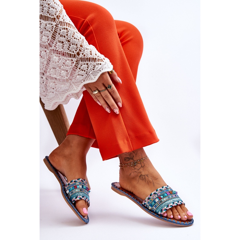 Női Bellisa kék díszítésű papucs 2