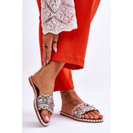 Női díszített szandál fehér Bellisa ezüst 2