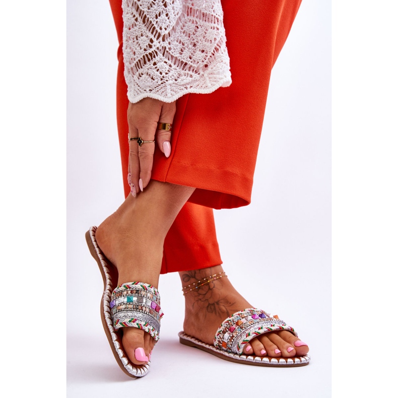 Női díszített szandál fehér Bellisa ezüst 2