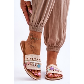 PS1 Rózsaszín Millano női fonott, díszített papucs 1 PS1 Rózsaszín Millano női fonott, díszített papucs 1