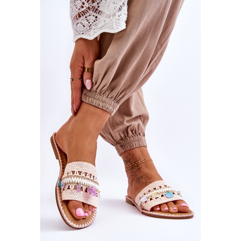 PS1 Rózsaszín Millano női fonott, díszített papucs 2 PS1 Rózsaszín Millano női fonott, díszített papucs 2