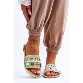 PS1 Női fonott, díszített papucs, zöld Millano 1 PS1 Női fonott, díszített papucs, zöld Millano 1