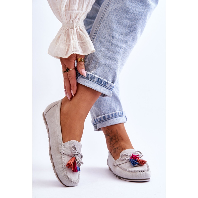 Velúr naplopók masnival és rojtokkal Gray Dorine szürke 2