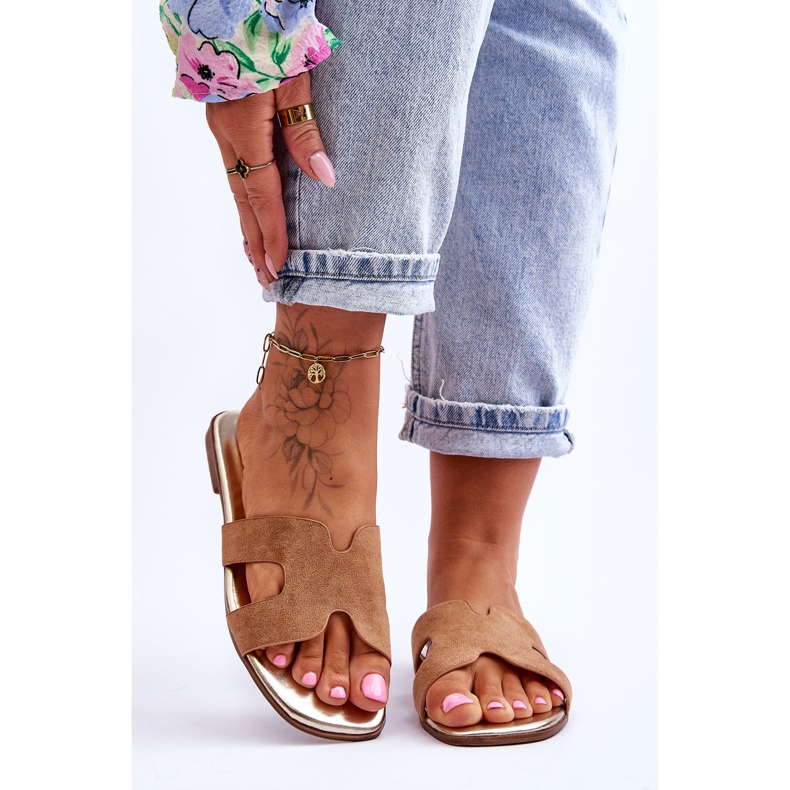 Seastar Női klasszikus velúr papucs bézs Evana 2