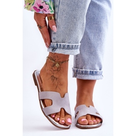 Női klasszikus velúr papucs szürke Evana 2