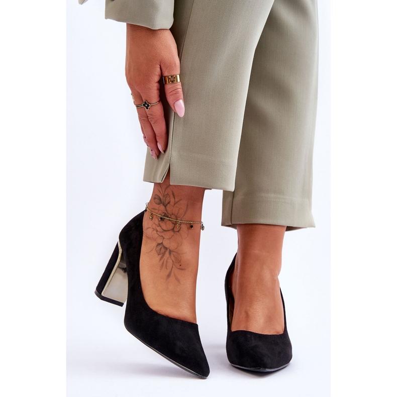 Klasszikus Suede Heel Pumps Black Elizabeth fekete 1