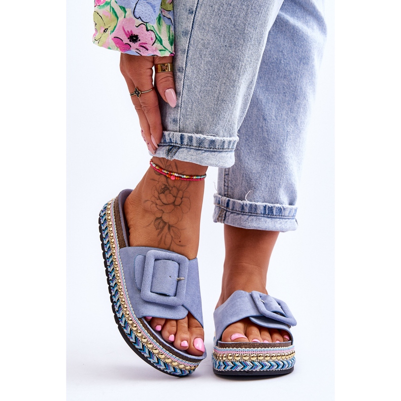 PS1 Női kék Joyce díszített platform papucs 1