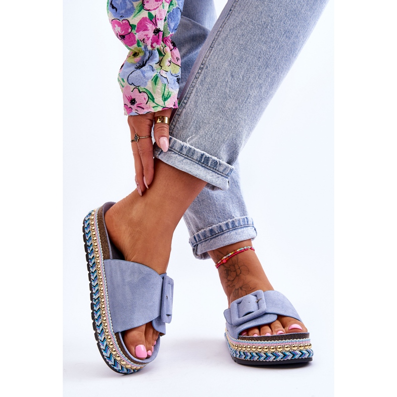 PS1 Női kék Joyce díszített platform papucs 2