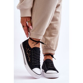 Női csipke textil tornacipő fekete Fergo 1