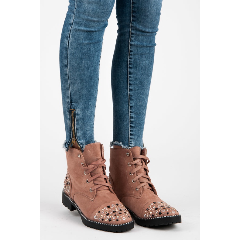 Ideal Shoes Velúr munkások rózsaszín 1