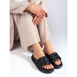 Fekete papucs vastag Shelovet platformon 1